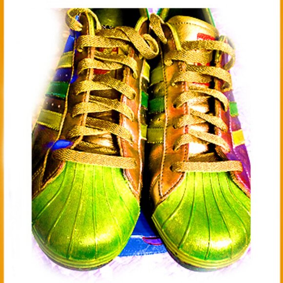 One Of A Kind Adidas Originals Leather Athletic Metallic Glitter Shoes/Sneakers Womens Sz 5.5 Adidas Superstar 24K Gold Metallic Glitter  main image 3